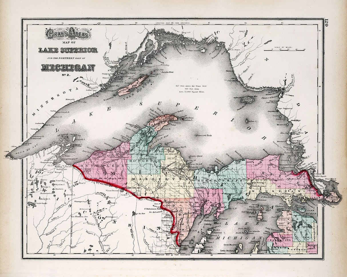 1873 Map of Lake Superior
