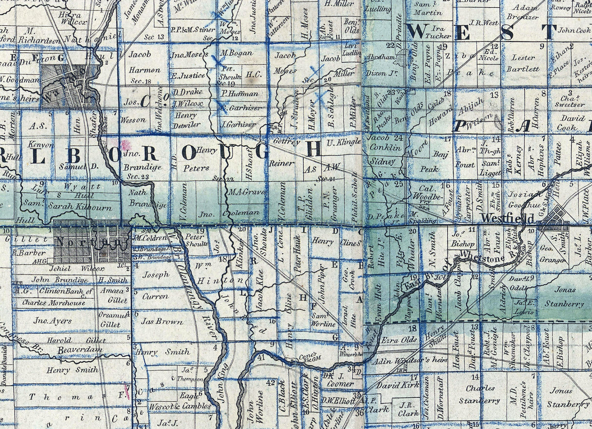 1849 Farm Line Map of Delaware County Ohio and Part of Marion and Morrow County