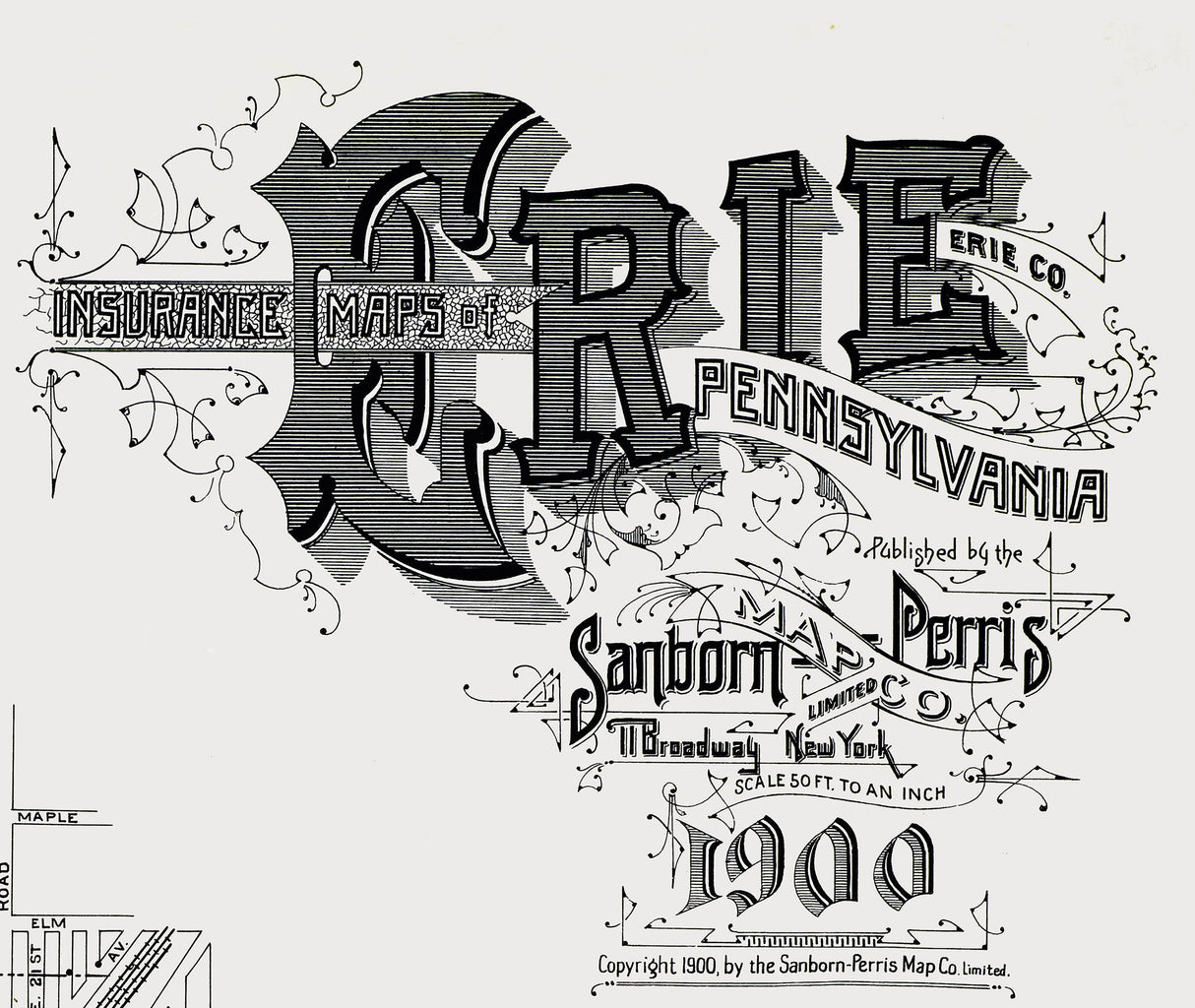 1900 Town Map of Erie Erie County Pennsylvania