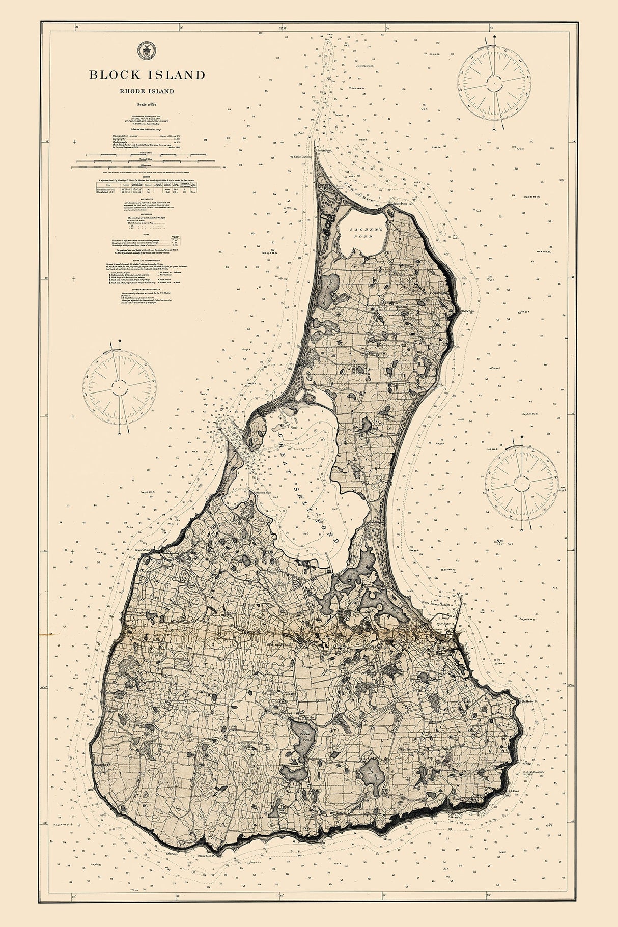 1904 Map of Block Island Rhode Island