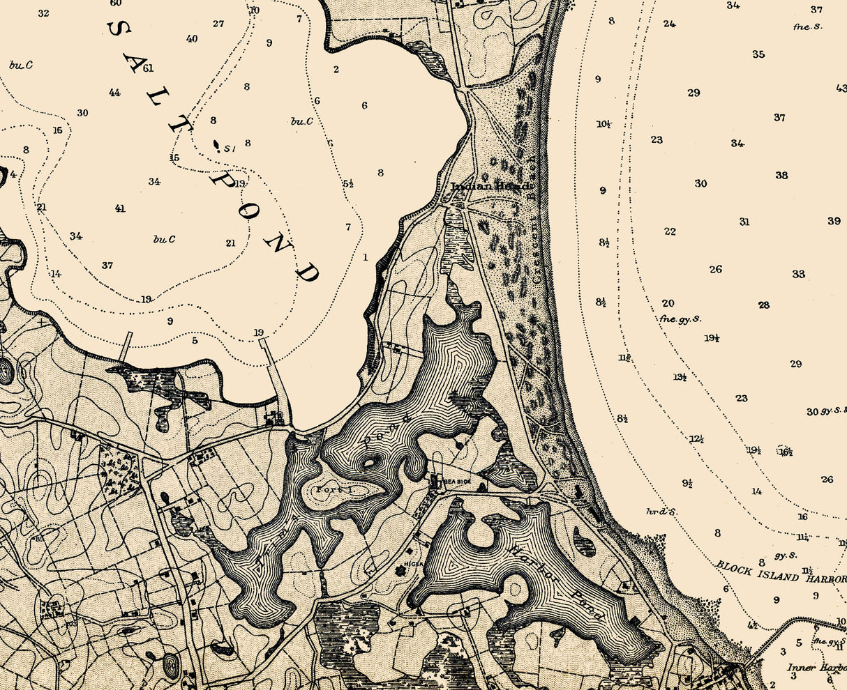 1904 Map of Block Island Rhode Island