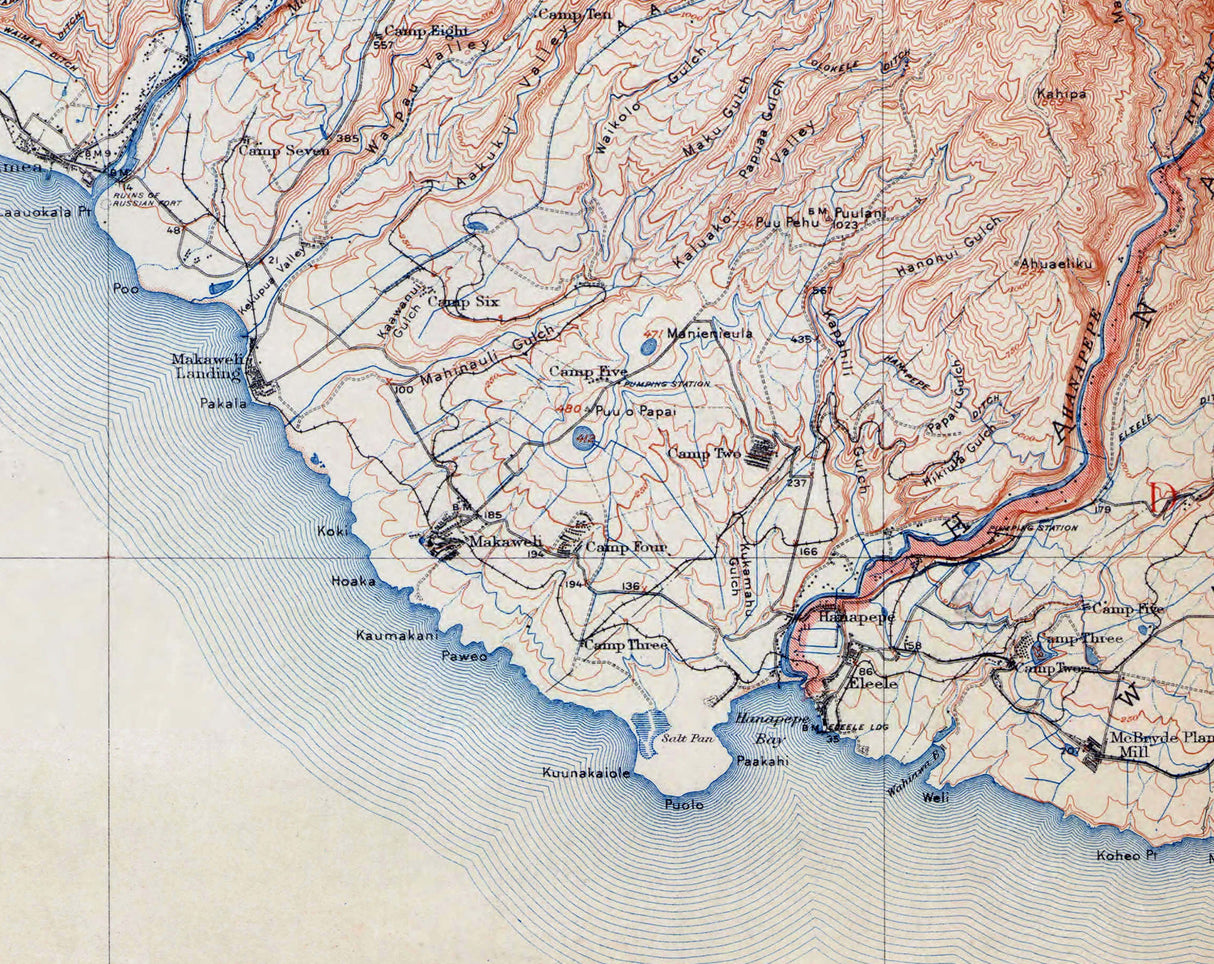 1912 Map of Kauai Hawaiian Islands