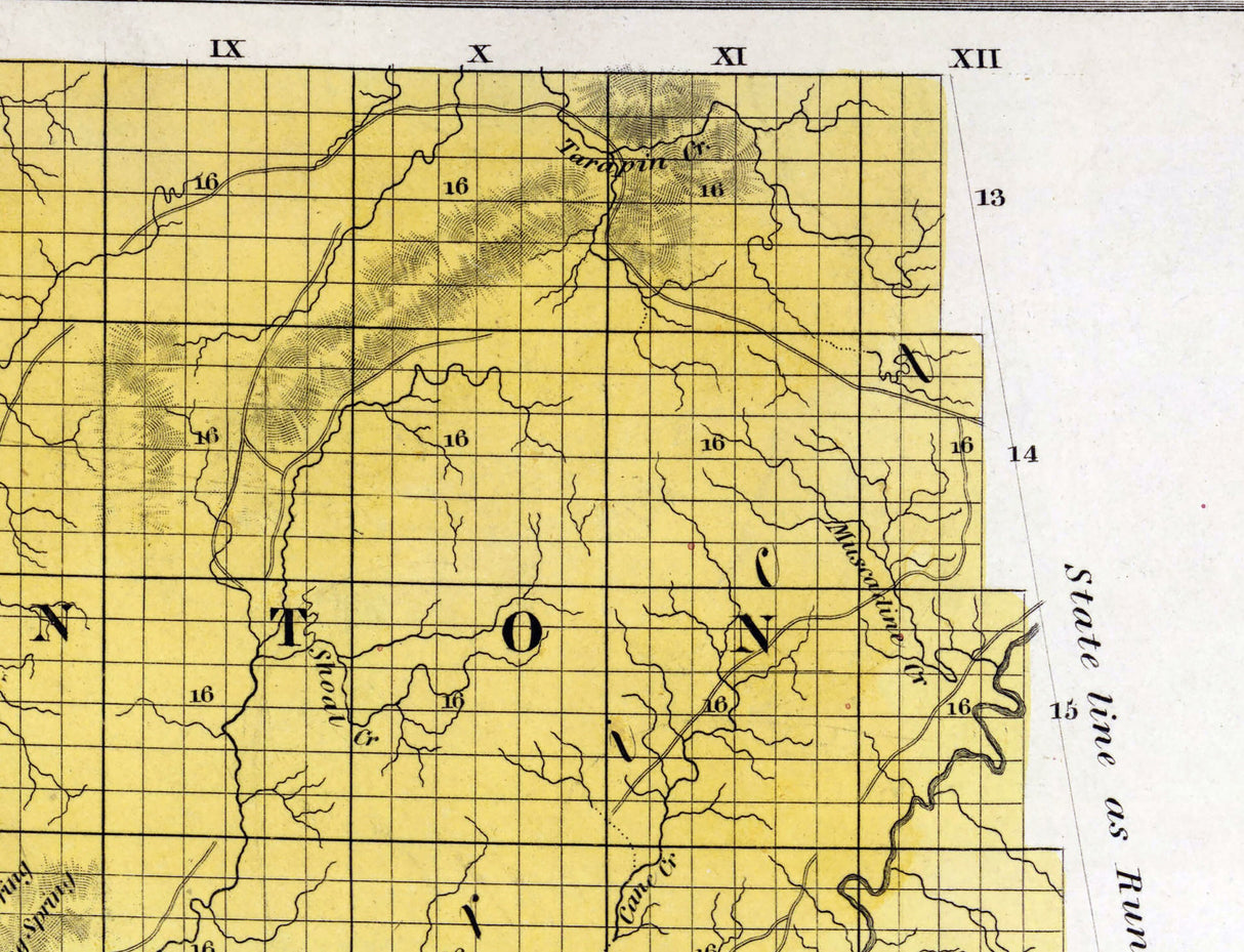 1833 Map of the Creek Territory Alabama