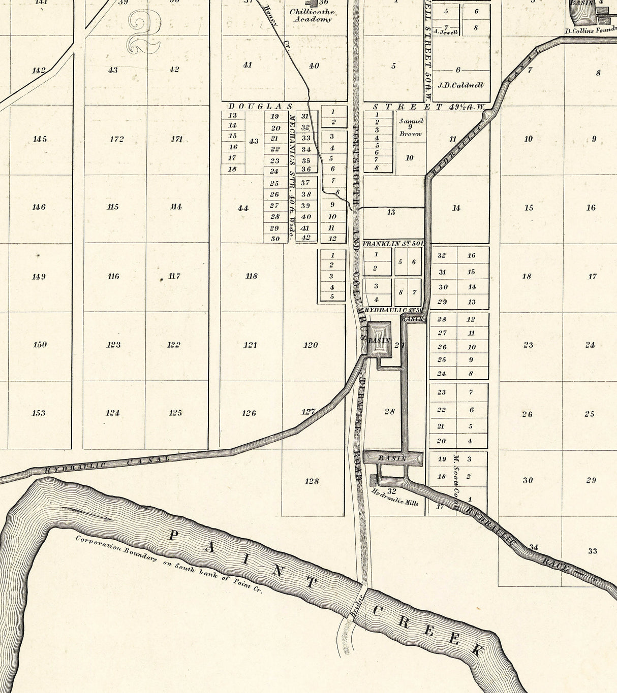 1843 Map of Chillicothe Ohio