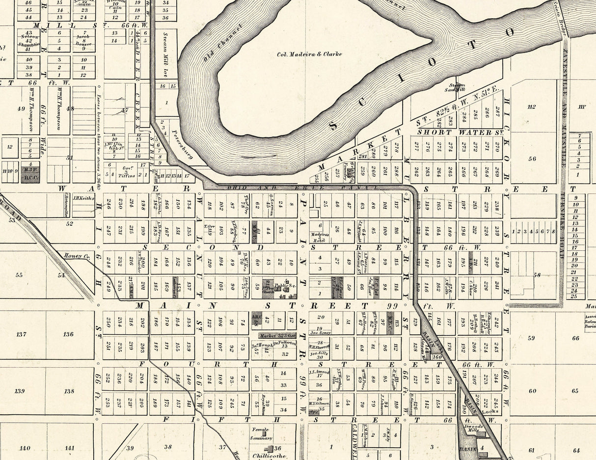 1843 Map of Chillicothe Ohio