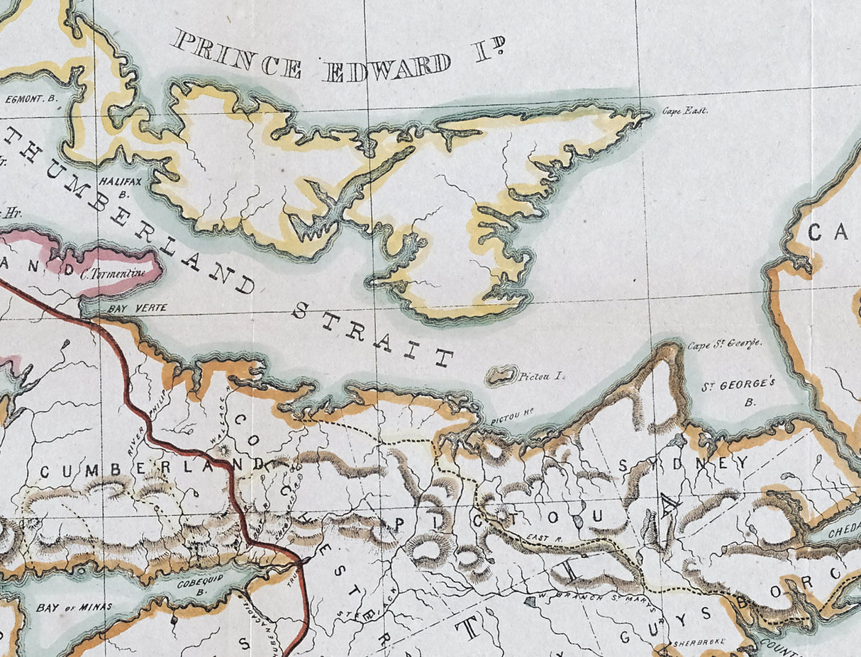 1845 Map of Nova Scotia New Brunswick and Lower Canada
