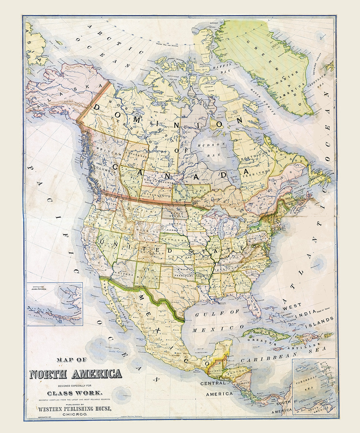 1887 Map of North America