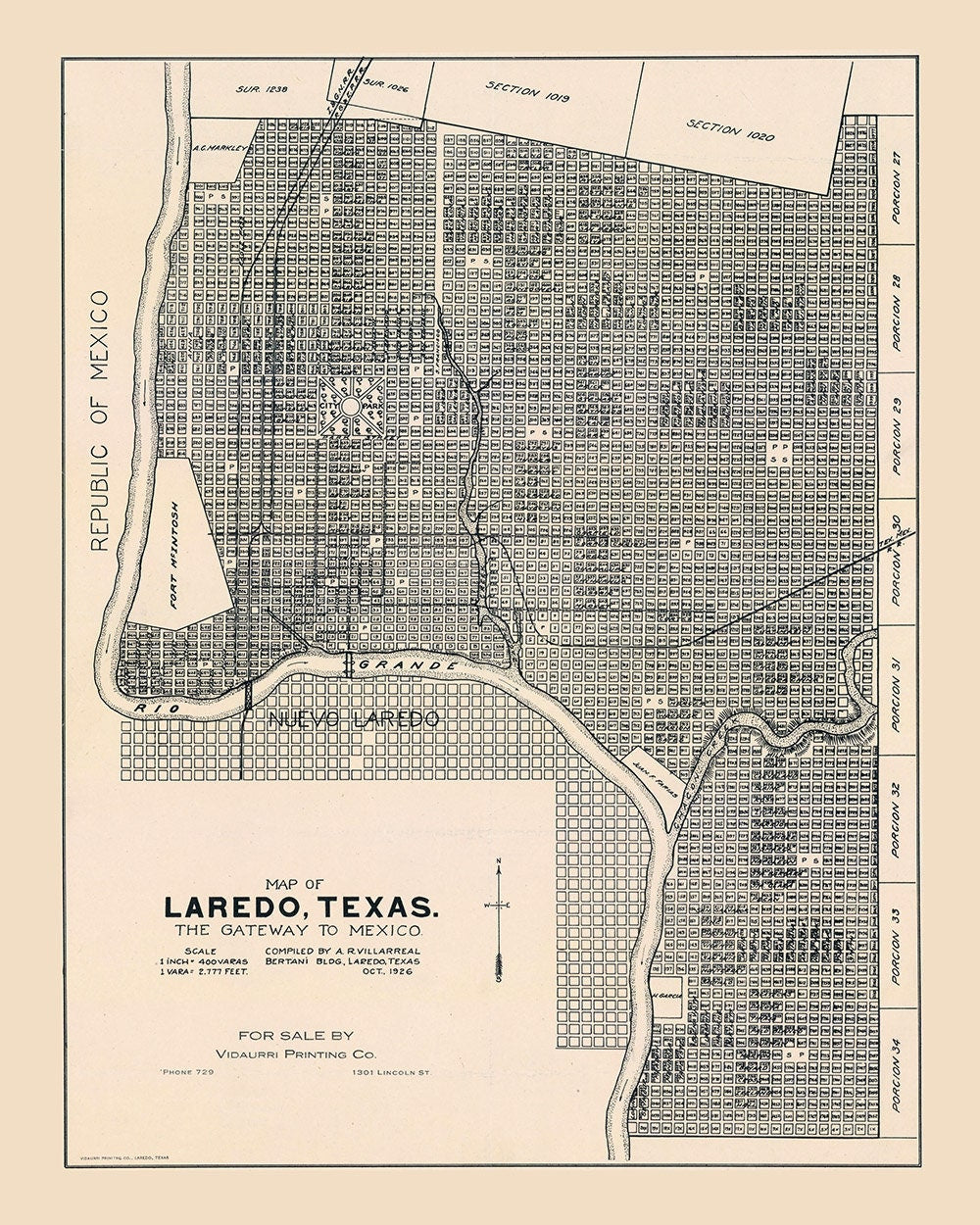 1926 Map of Laredo Texas