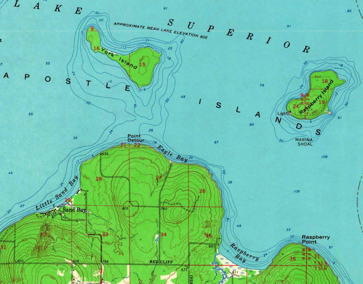 1964 Topo Map of Bayfield Wisconsin Apostle Islands