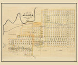 1875 Town Map of Algona Kossuth County Iowa