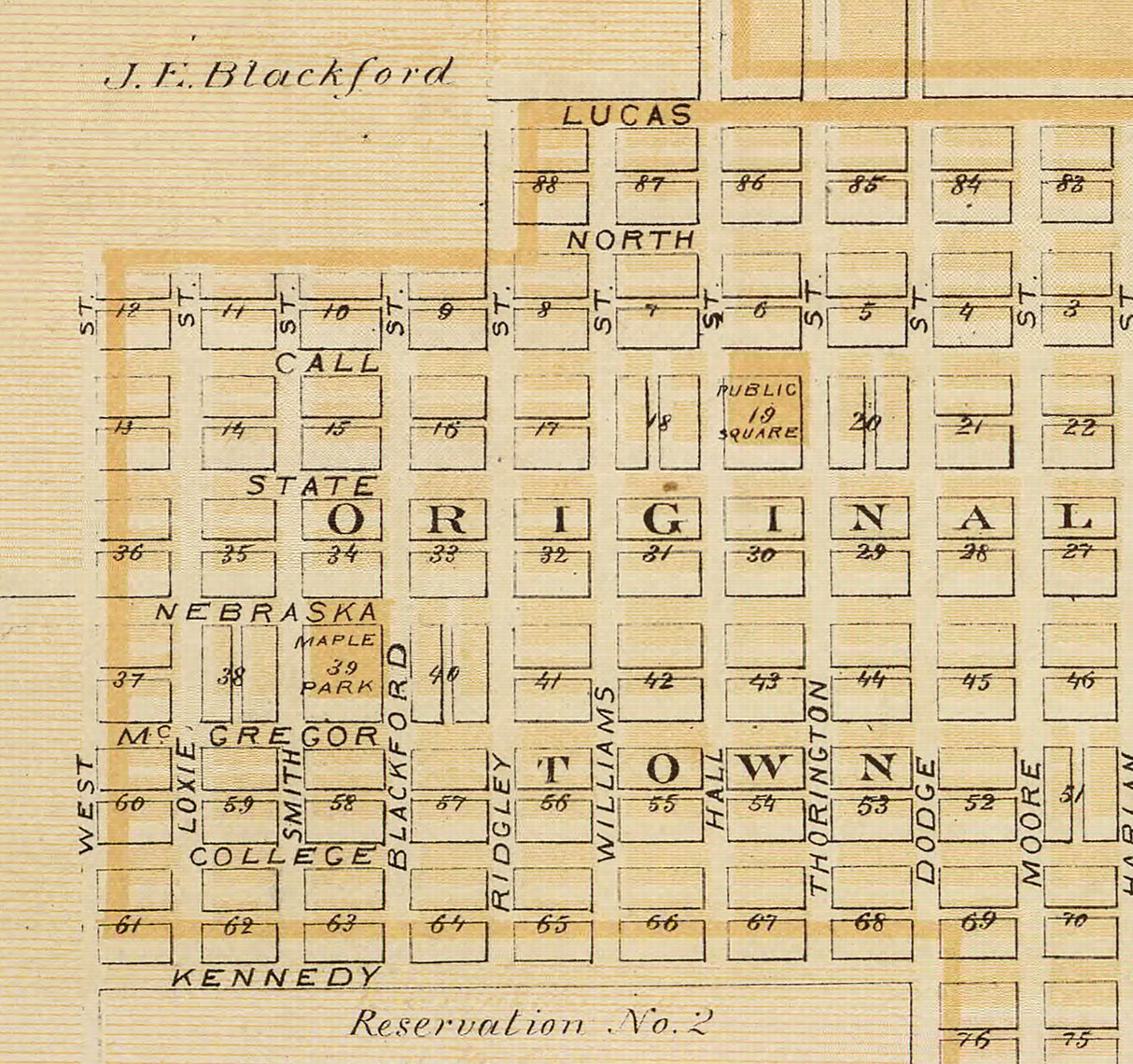1875 Town Map of Algona Kossuth County Iowa