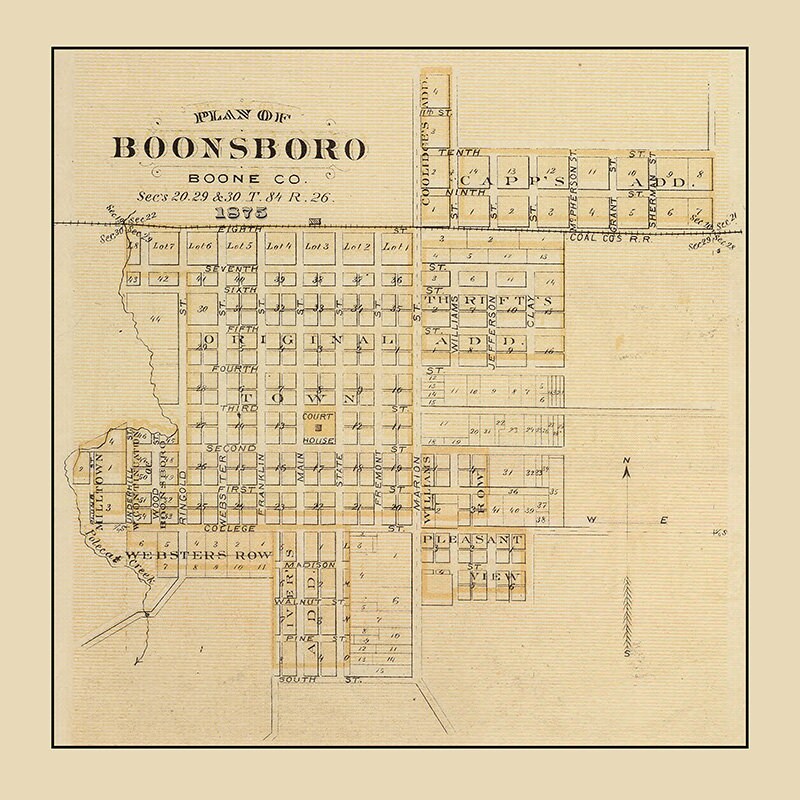 1875 Town Map of Boonsboro Boone County Iowa