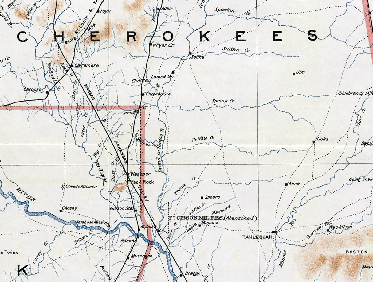 1891 Map of the Indian Territory and Oklahoma