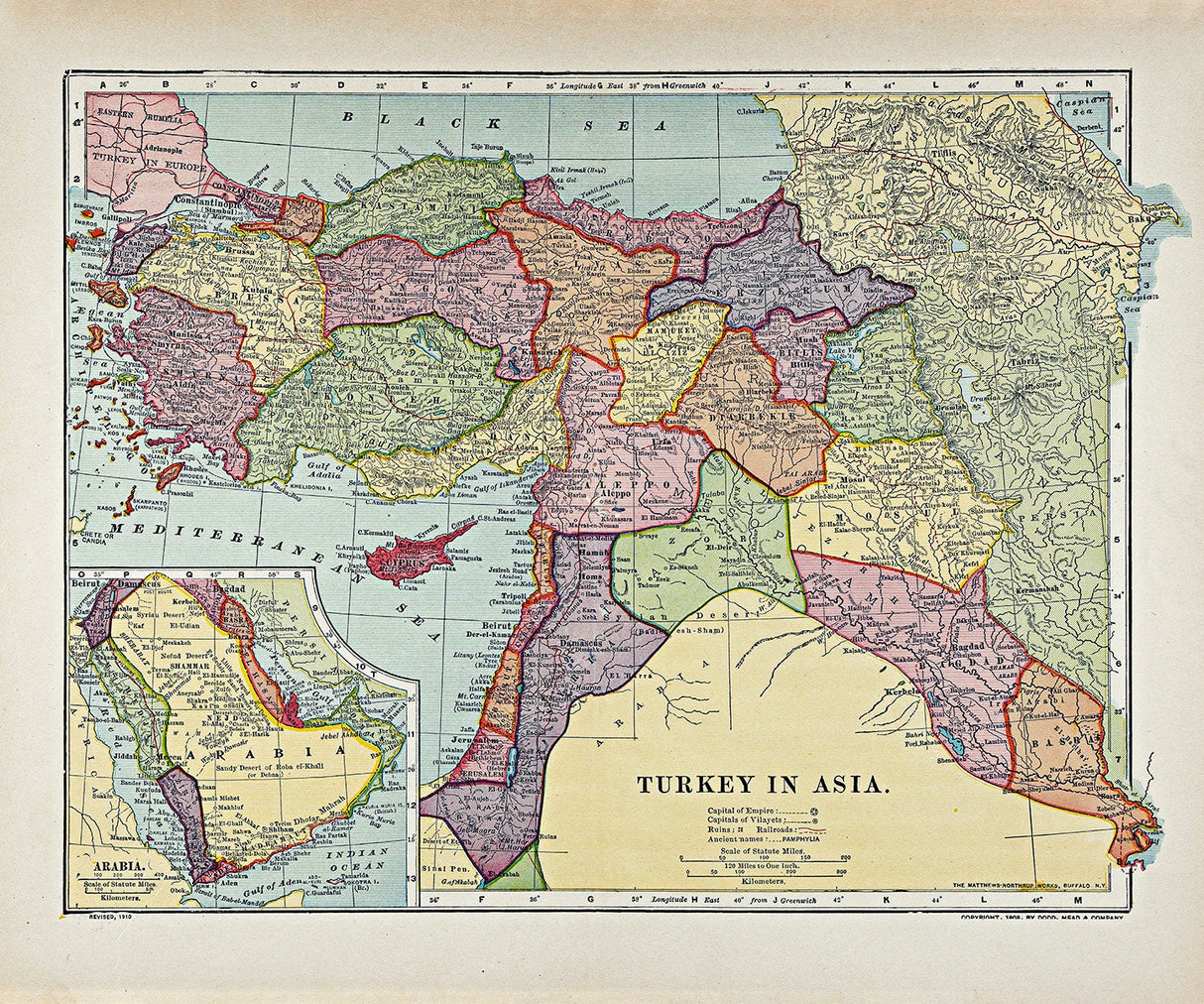 1910 Map of Turkey in Asia