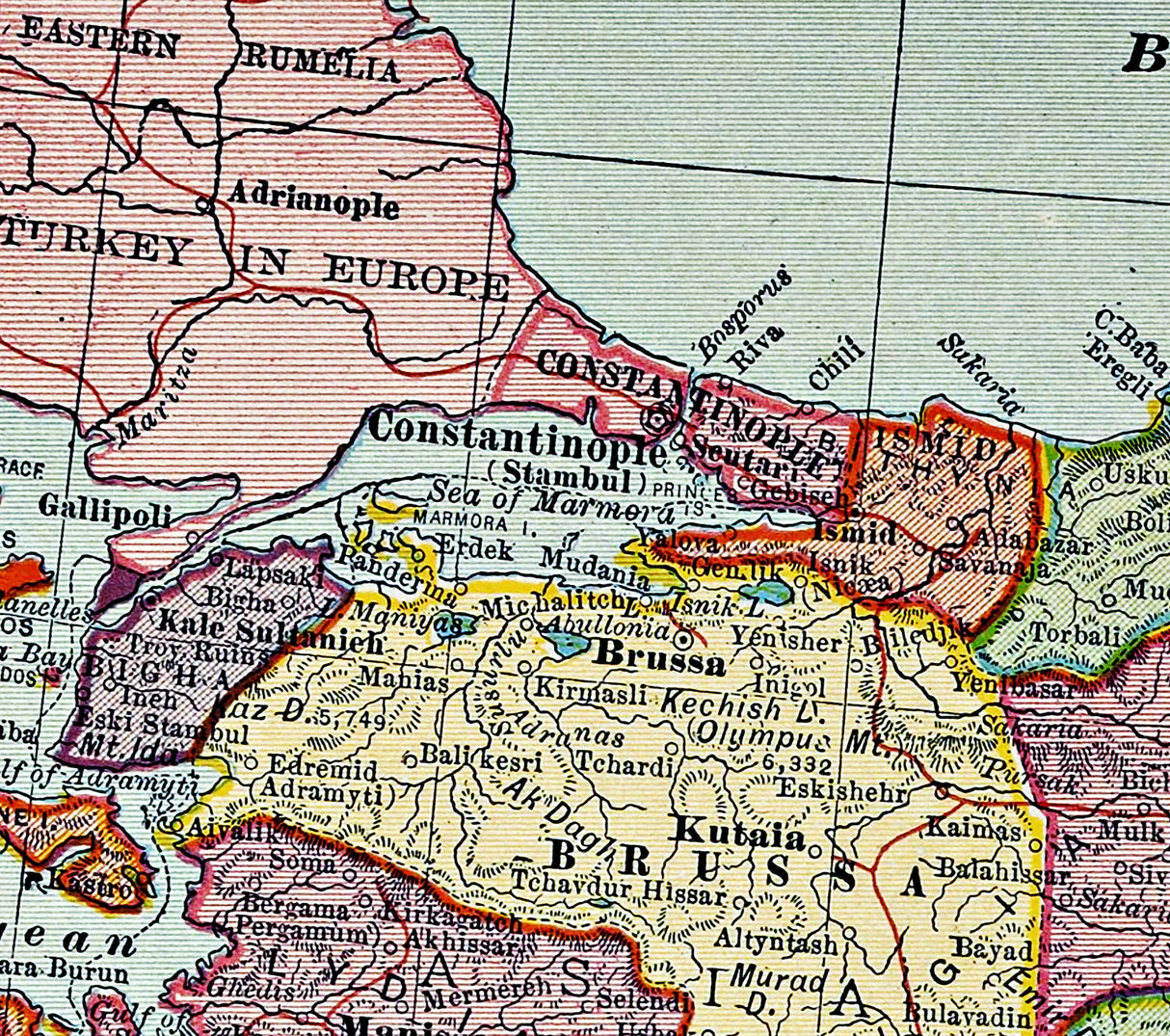 1910 Map of Turkey in Asia