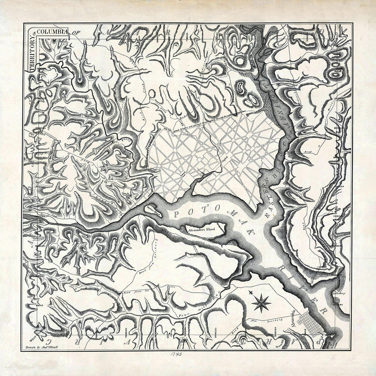1793 Map of Washington DC Territory of Columbia