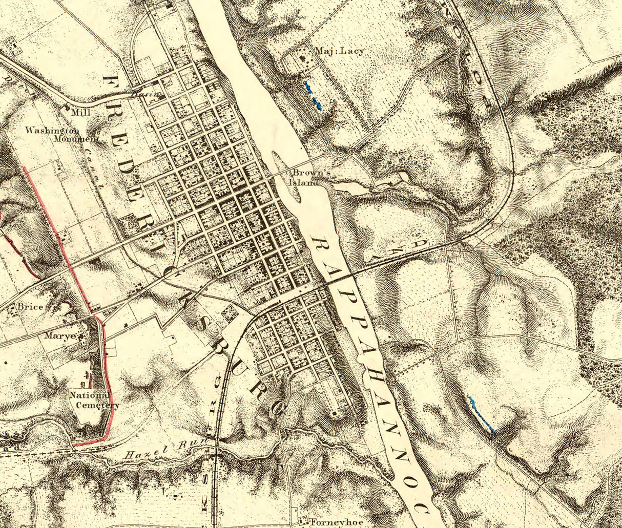 1867 Map of Fredericksburg Virginia