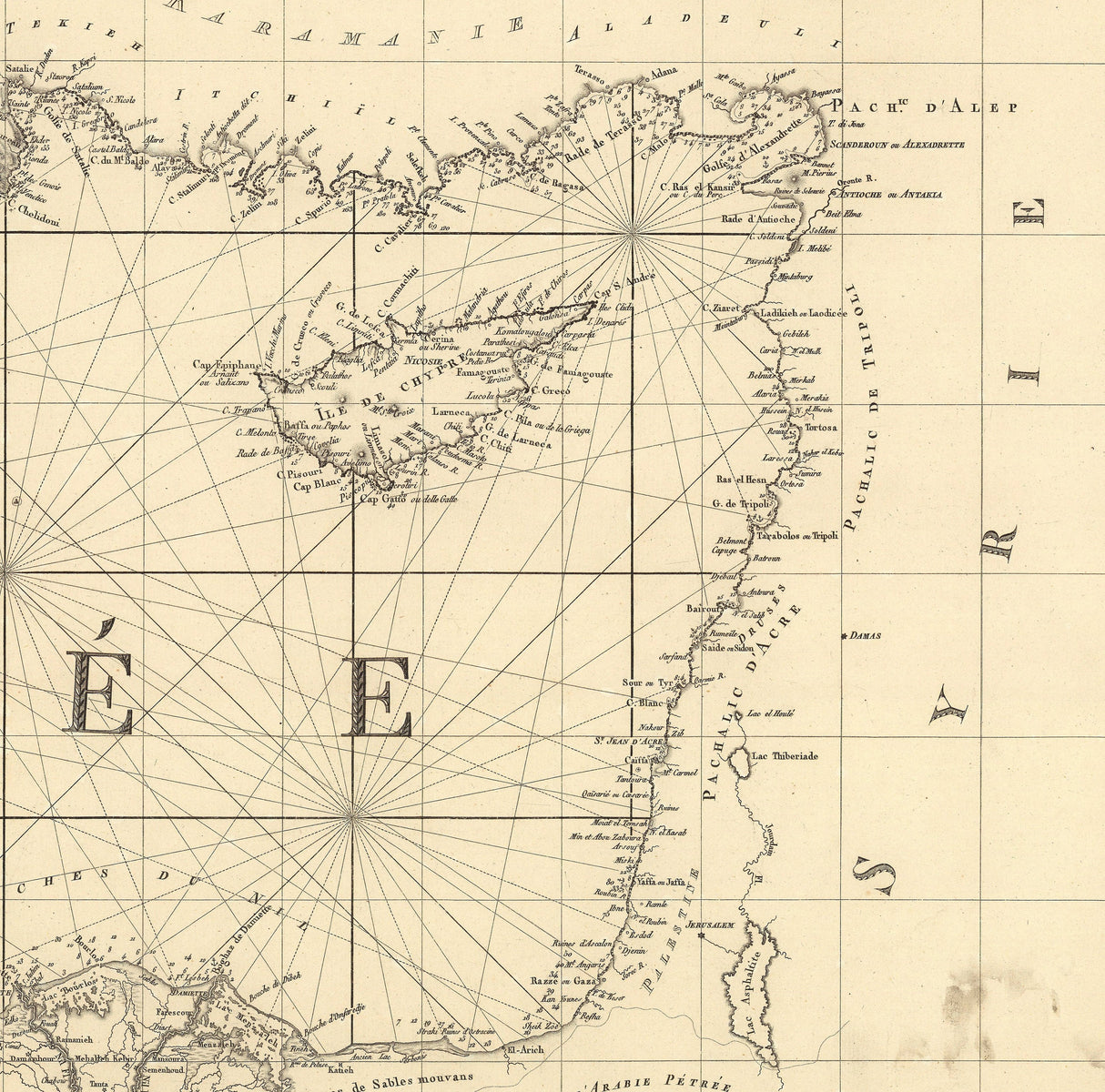 1830 Nautical Chart of The Mediterranean Sea