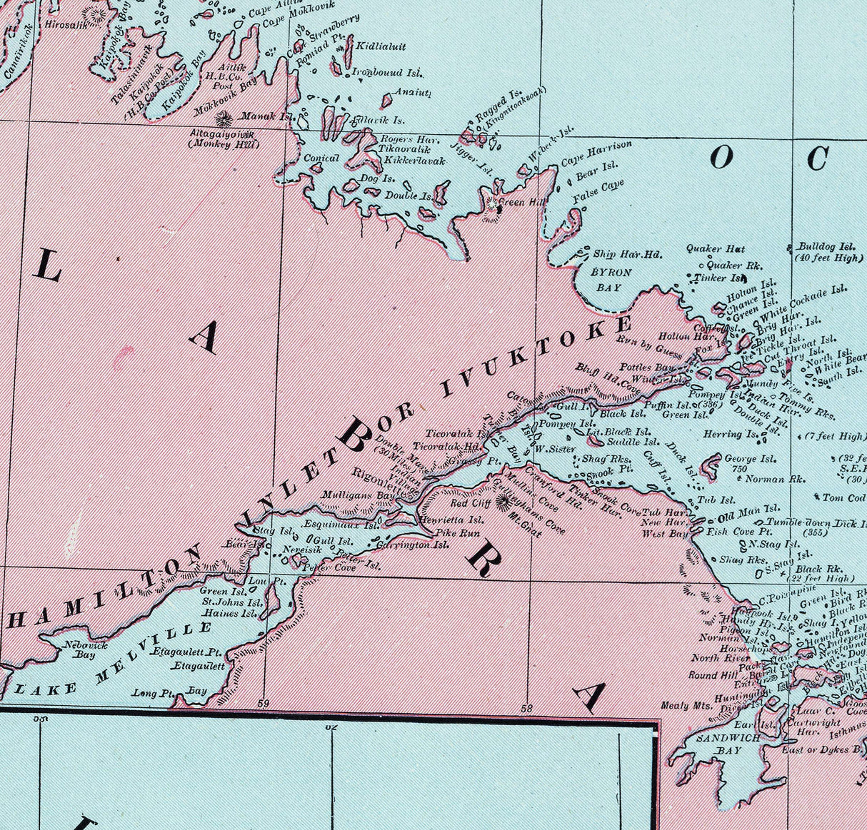 1901 Map of NewFoundland and Labrador Canada