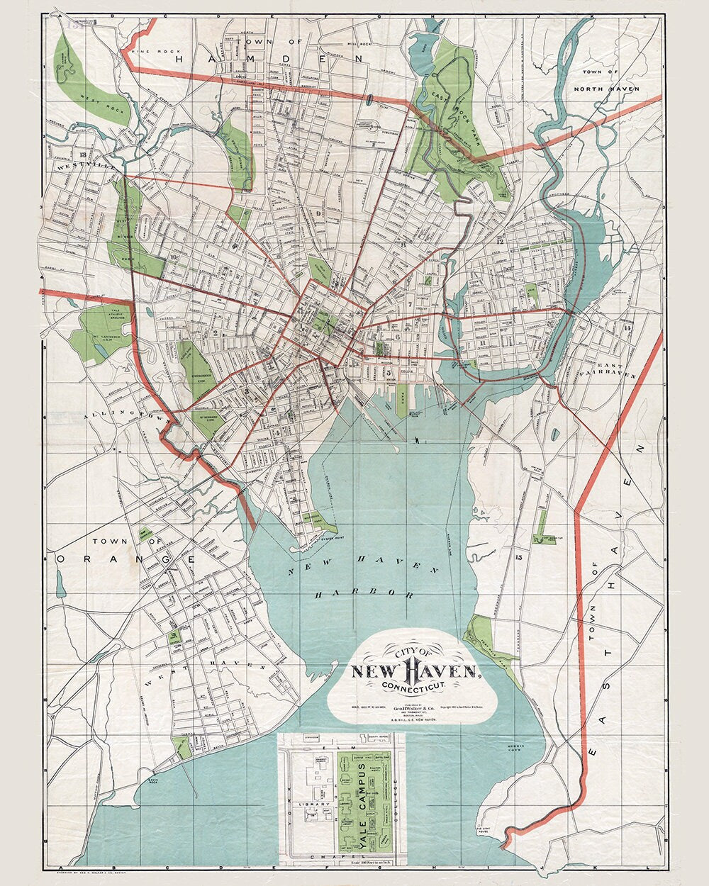 1893 Map of New Haven Connecticut