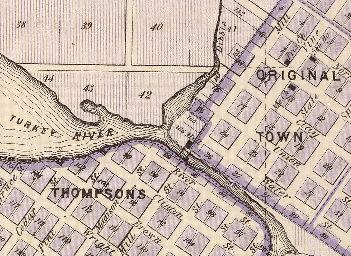 1875 Town Map of Clermont Fayette County Iowa