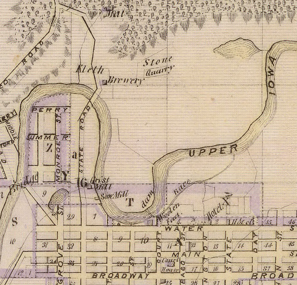 1875 Town Map of Decorah Winneshiek County Iowa