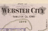1875 Town Map of Webster City Hamilton County Iowa