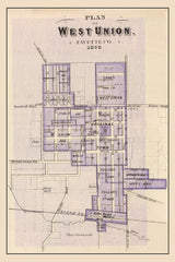 1875 Town Map of West Union Fayette County Iowa