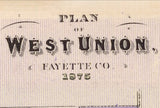 1875 Town Map of West Union Fayette County Iowa