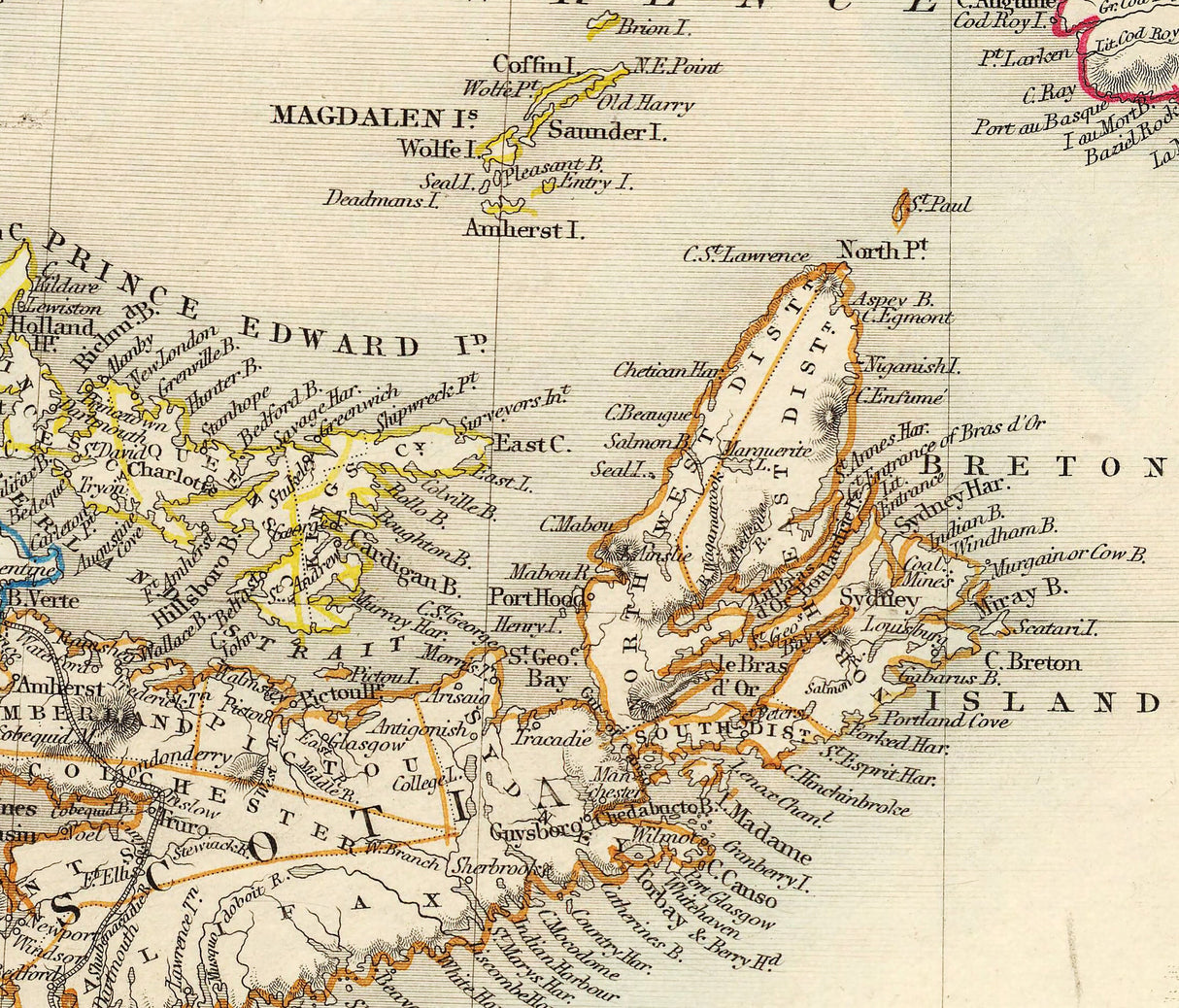 1851 Map of Nova Scotia and Newfoundland Canada
