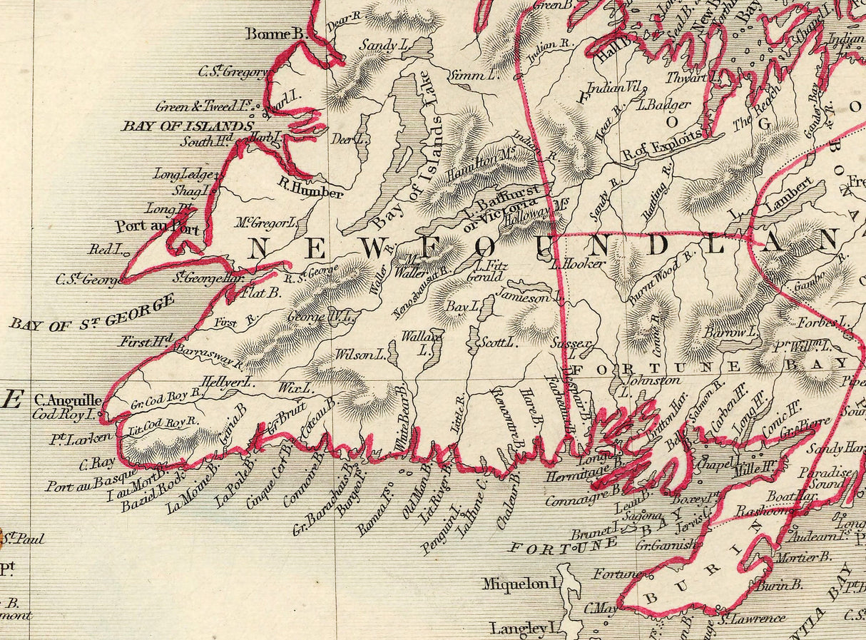 1851 Map of Nova Scotia and Newfoundland Canada