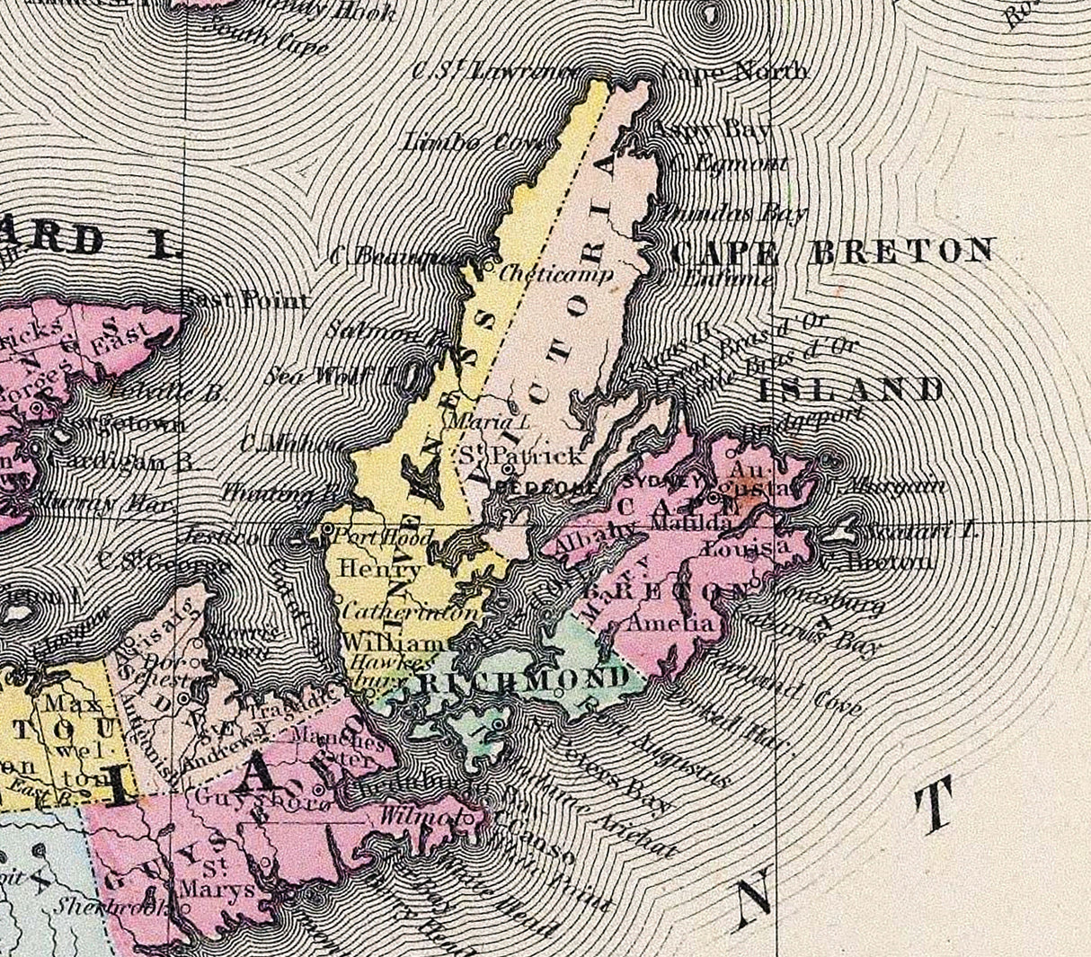 1856 Map of New Brunswick Nova Scotia Newfoundland and Prince Edward Island