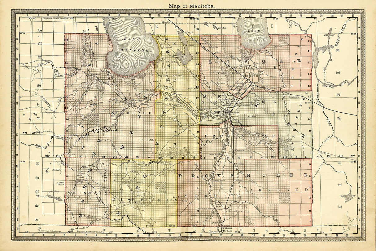 1881 Map of Manitoba Canada