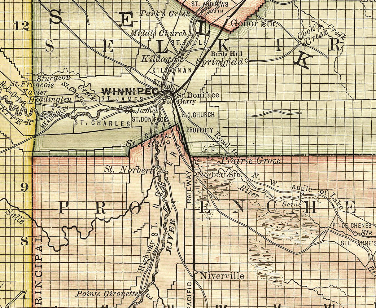 1881 Map of Manitoba Canada