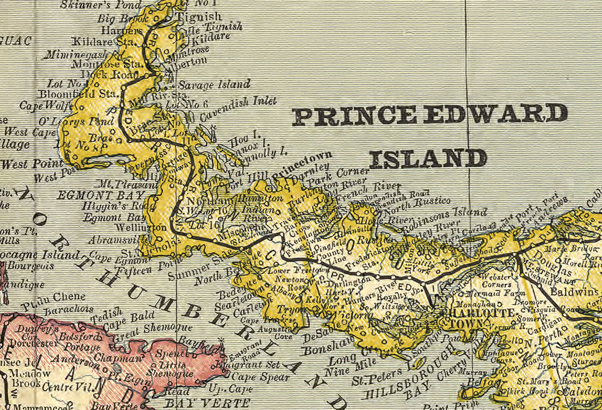 1881 Map of Nova Scotia New Brunswick and Prince Edward Island Canada