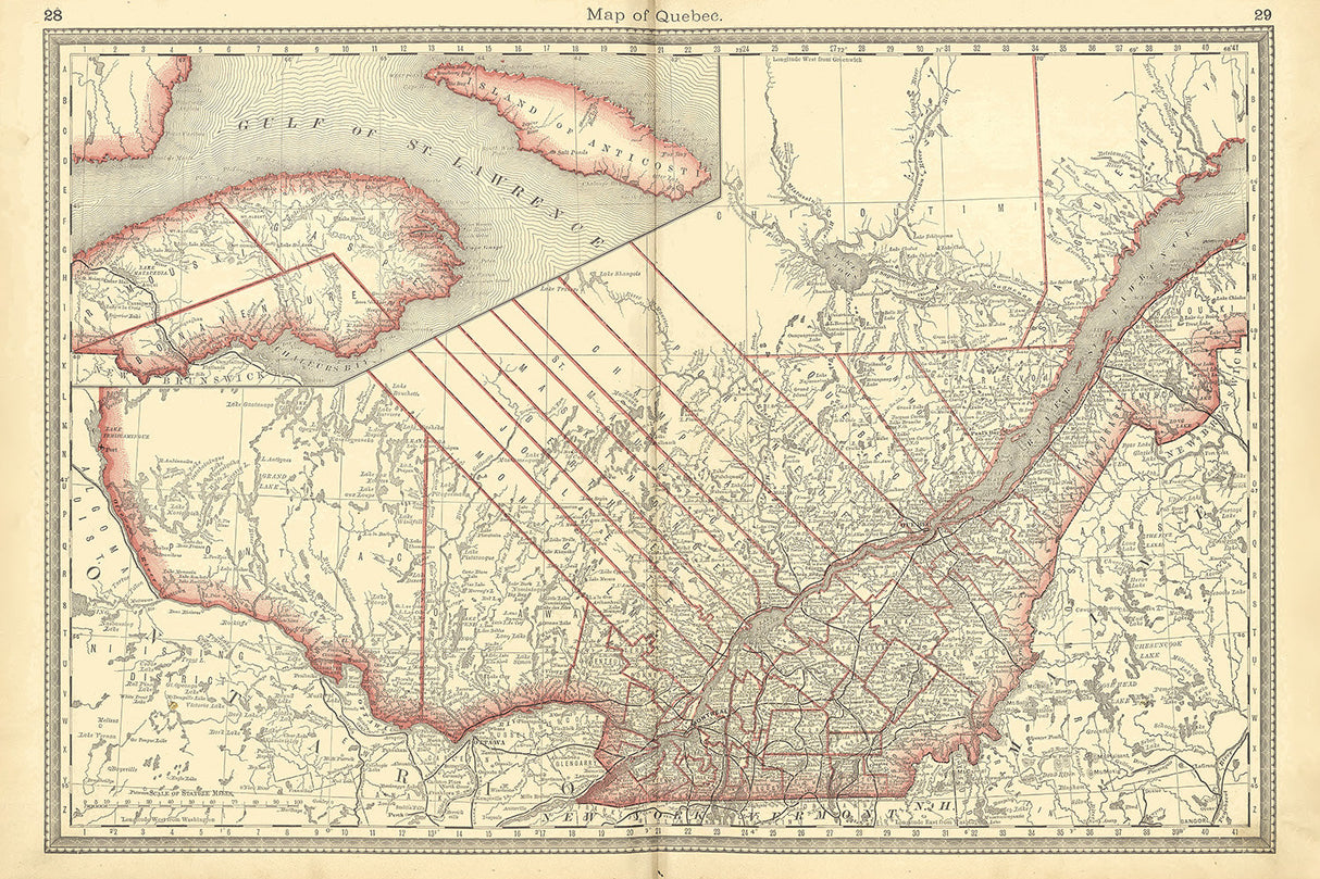 1881 Map of Quebec Canada