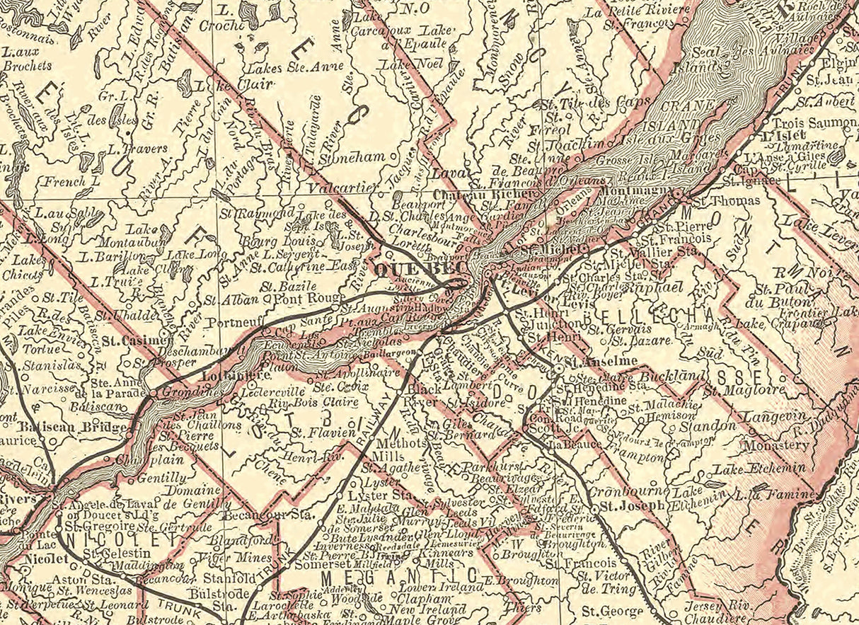1881 Map of Quebec Canada