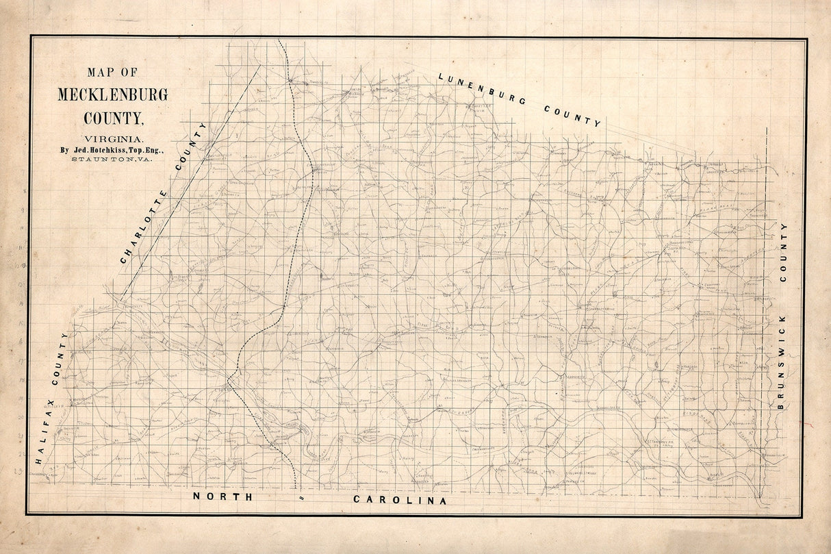 1860 Map of Mecklenburg County Virginia