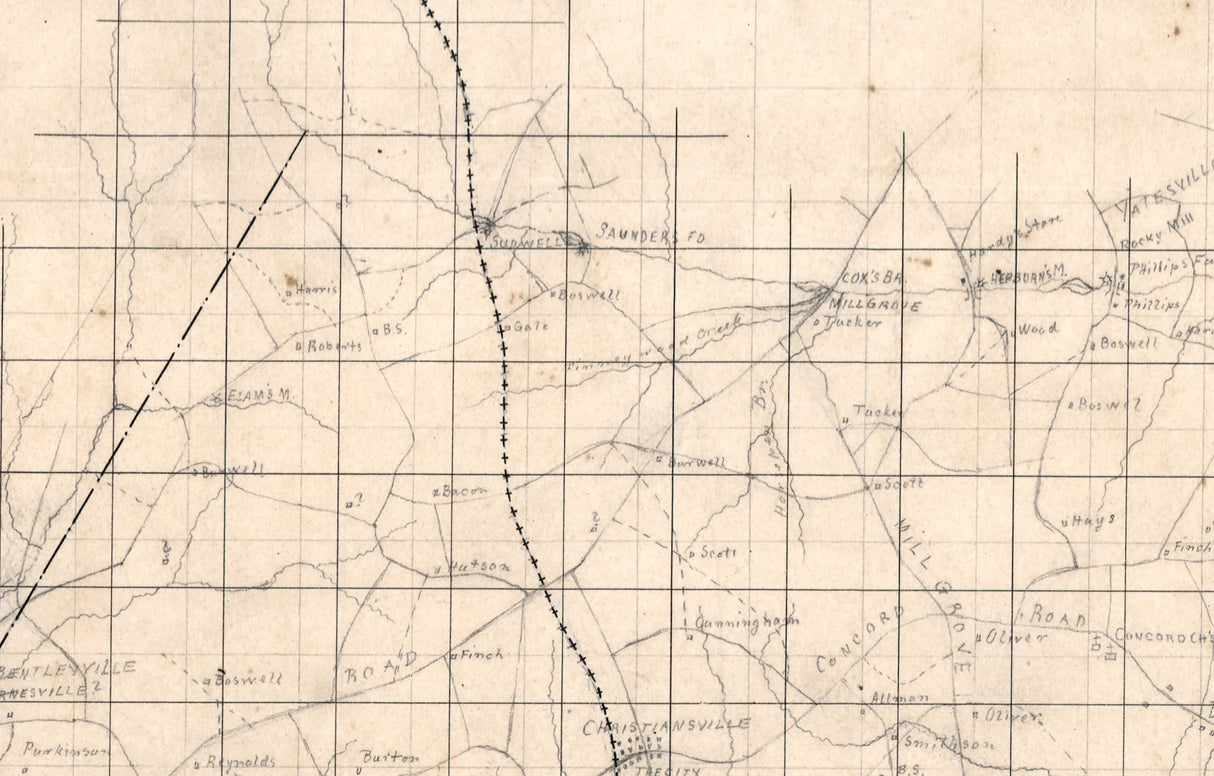 1860 Map of Mecklenburg County Virginia