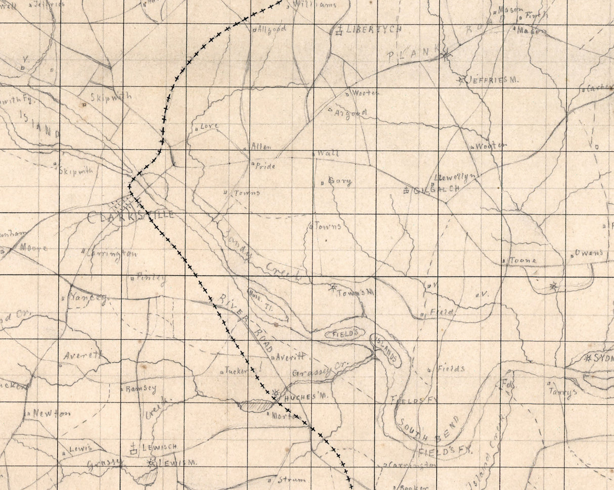 1860 Map of Mecklenburg County Virginia