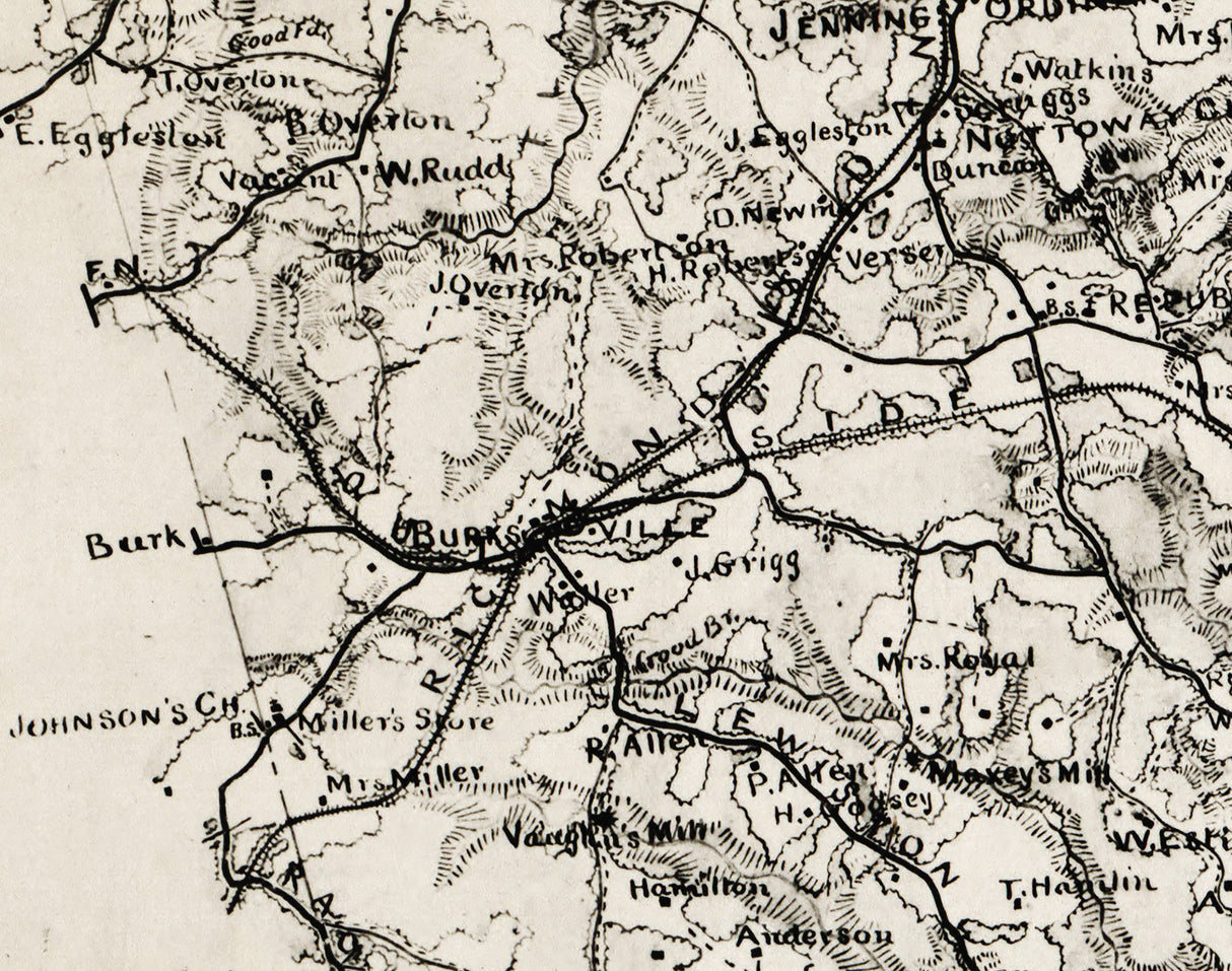 1864 Map of Nottoway County Virginia