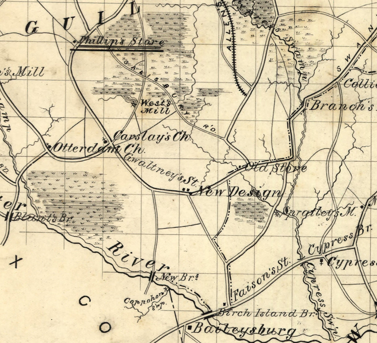 1871 Map of Surry County Virginia