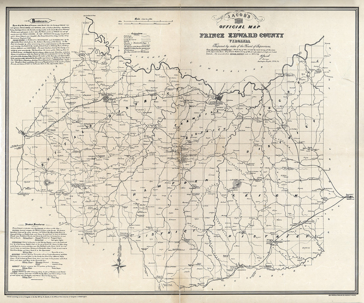 1879 Map of Prince Edward County Virginia