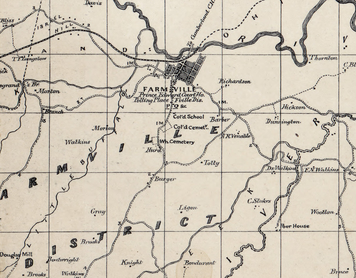 1879 Map of Prince Edward County Virginia