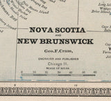 1883 Map of Nova Scotia and New Brunswick Canada