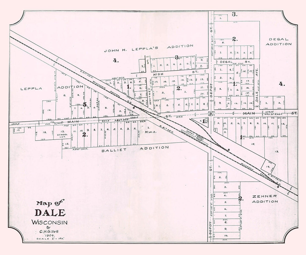 1904 Map of Dale Outagamie County Wisconsin