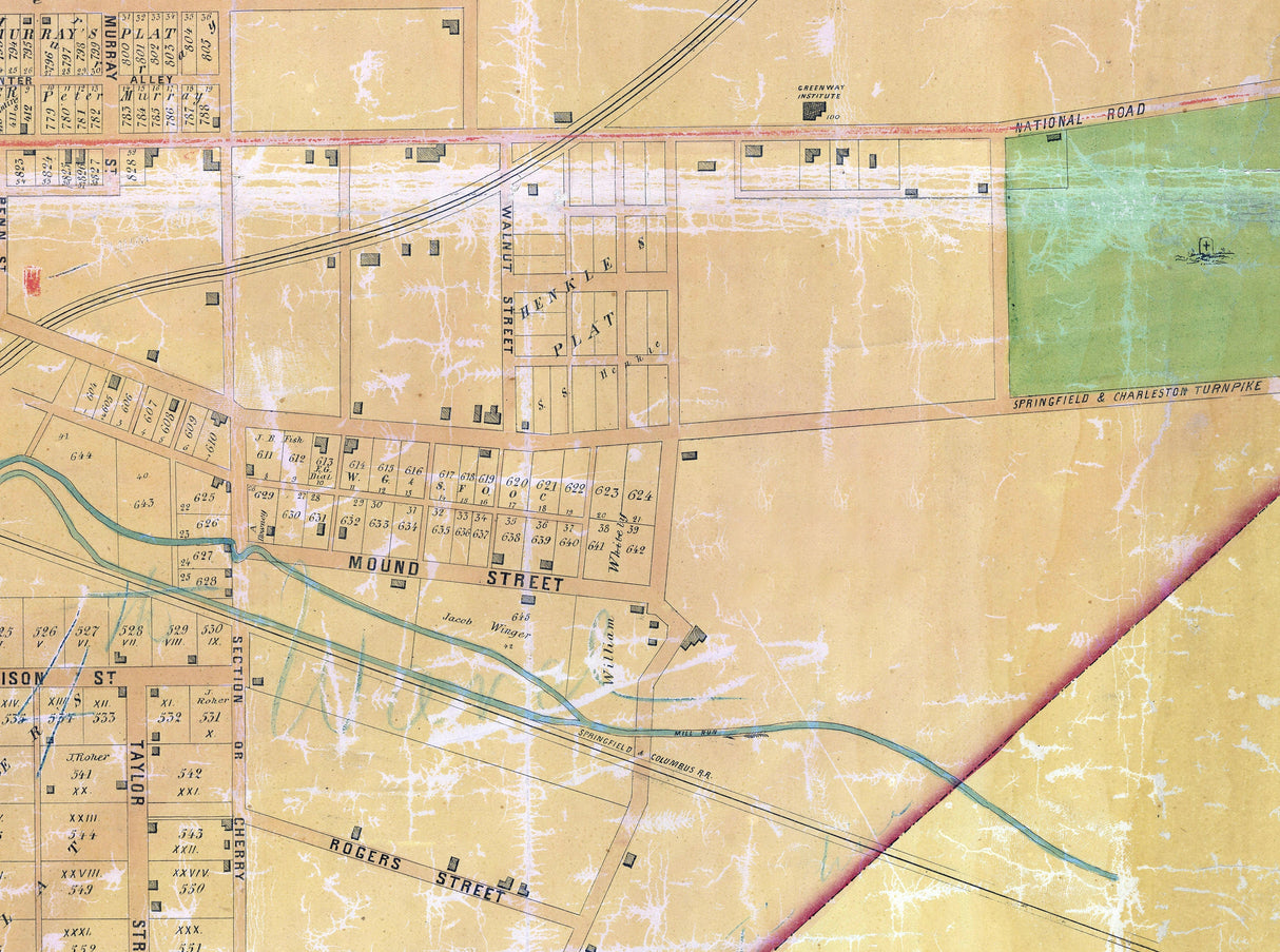 1856 Map of Springfield Clark County Ohio