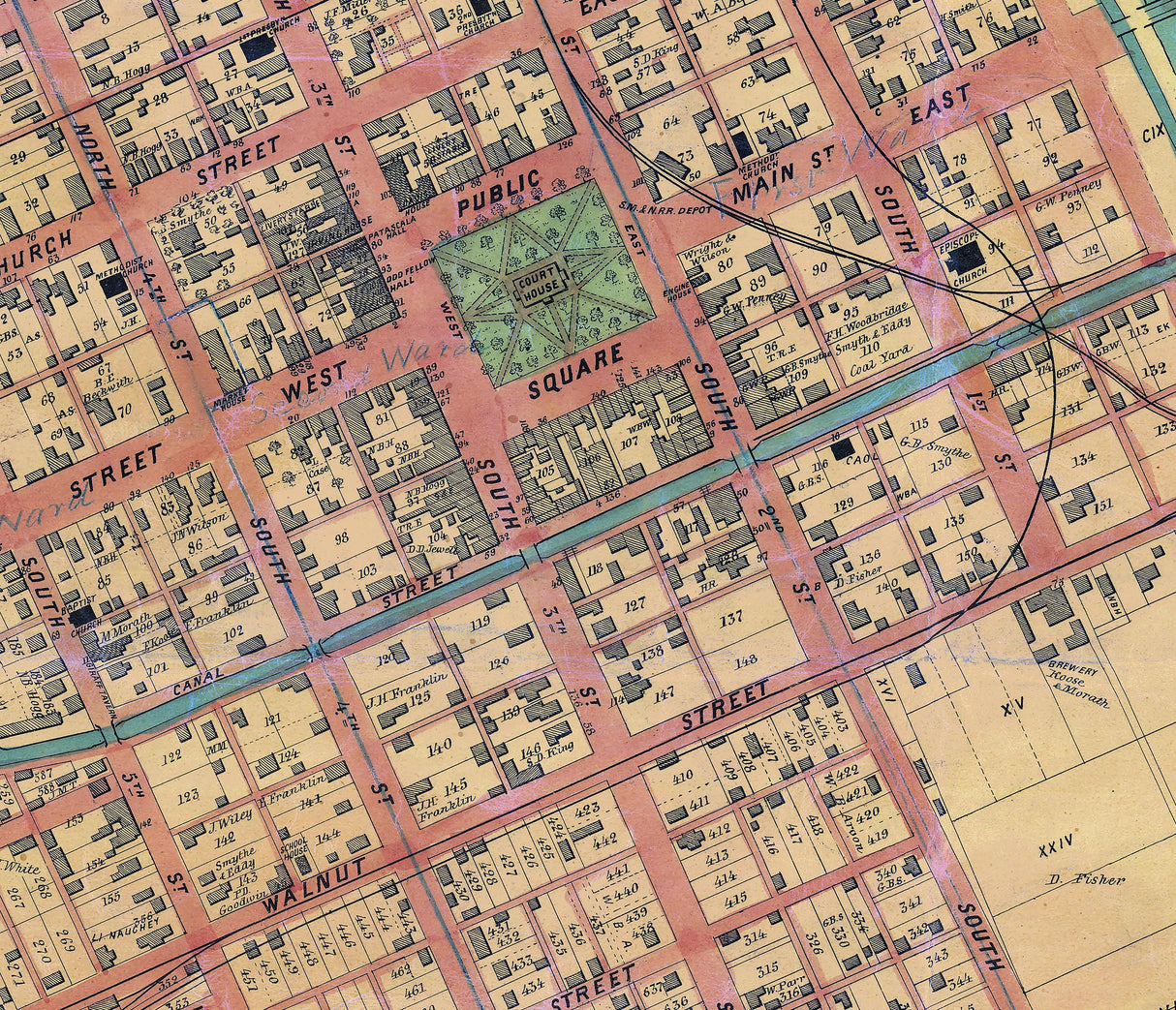 1858 Map of Newark Licking County Ohio