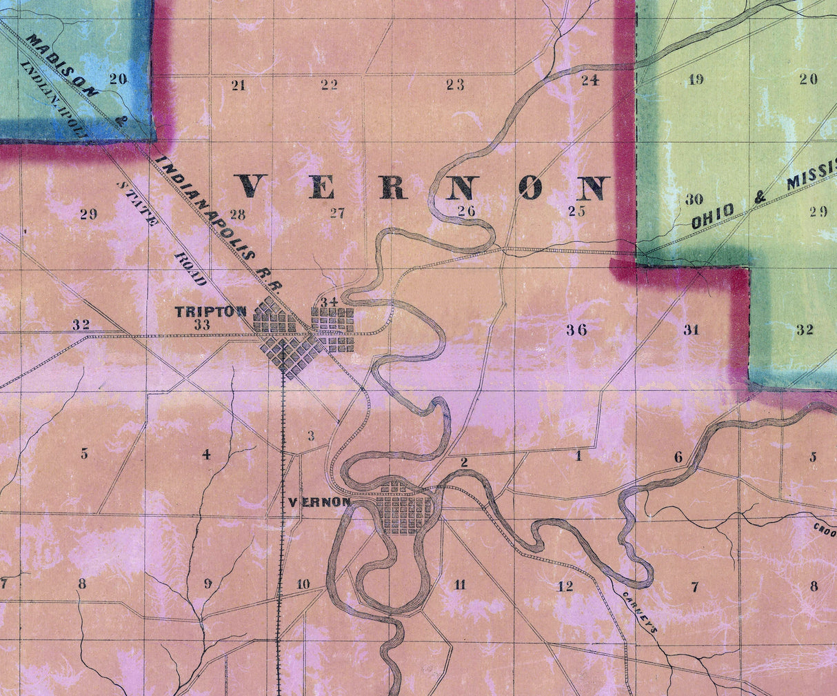 1859 Map of Jennings County Indiana