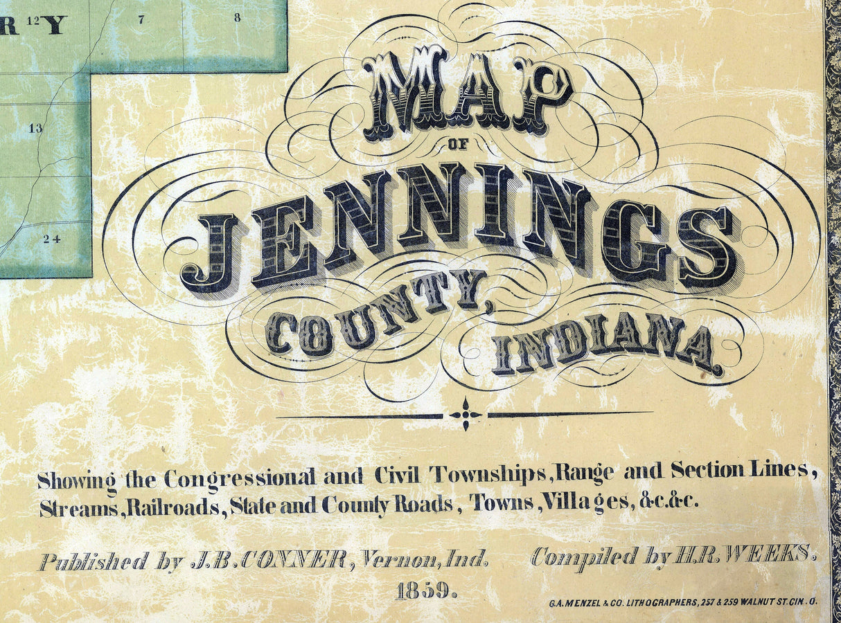 1859 Map of Jennings County Indiana
